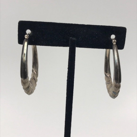 Sterling Silver Repousse Hoop 3D Earrings - Picture 3 of 8